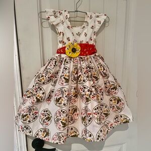 Adorable magpie & Mabel honey Floral Dress with orange belt and Yellow Accents